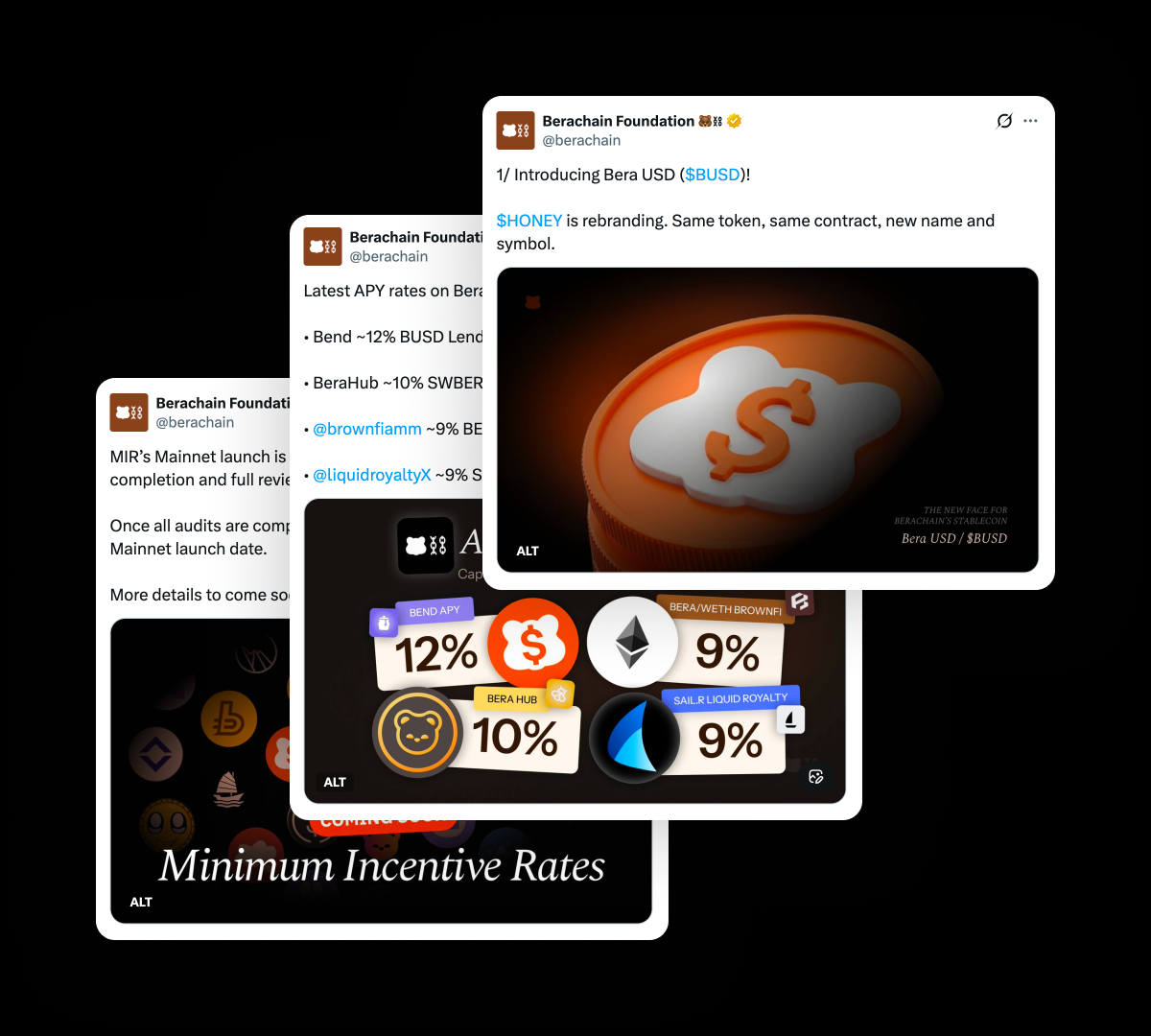 Berachain X posts using the new branding
