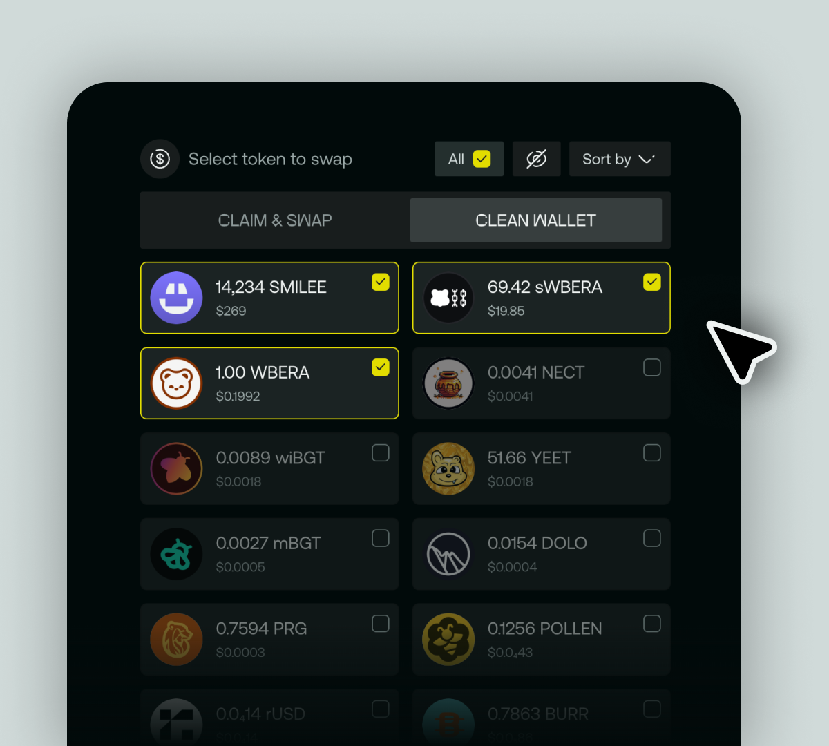 Swappee token selection